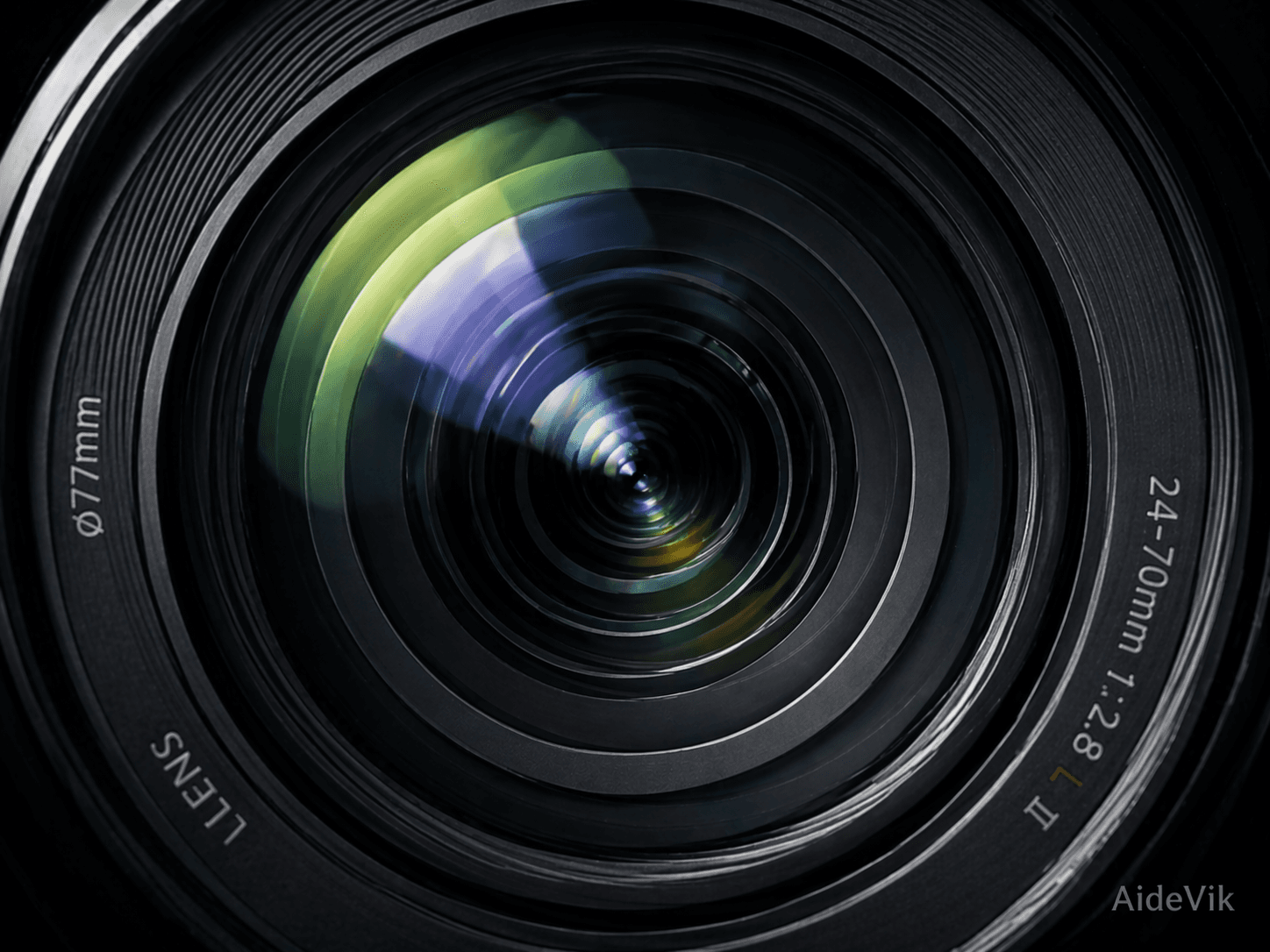 Close-up view of an optical lens.